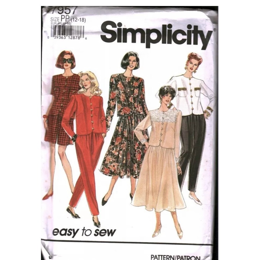 7957 Vintage Simplicity Sewing Pattern Misses Pants Shorts Skirt Top 12 - 18 Cut